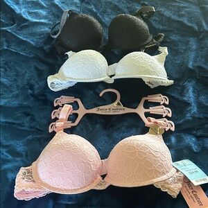 Juicy Couture Lace Bra Trio - Black, White, Pink